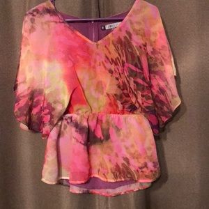 {Jennifer Lopez} Colorful Chiffon Blouse